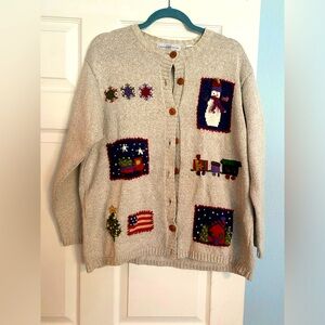 Vintage Christmas sweater cardigan